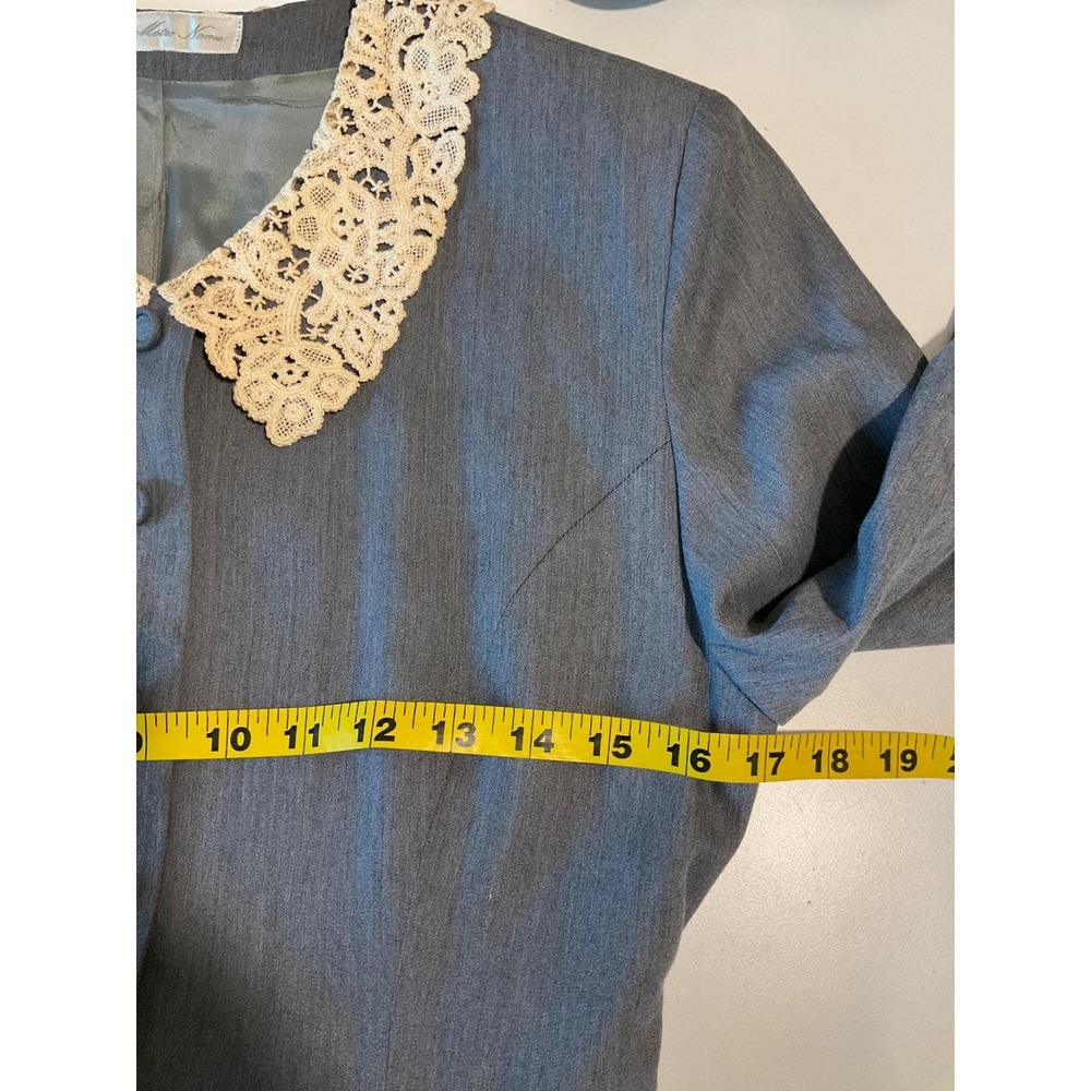 Vintage Button Up Long‎ Sleeve Lined Maxi Dress Lace Collar Trad Wife Modest s - Picture 4 of 6